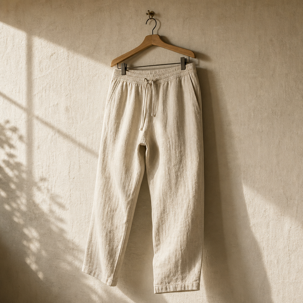 The Capri Drawstring Linen Trouser Sand — alt