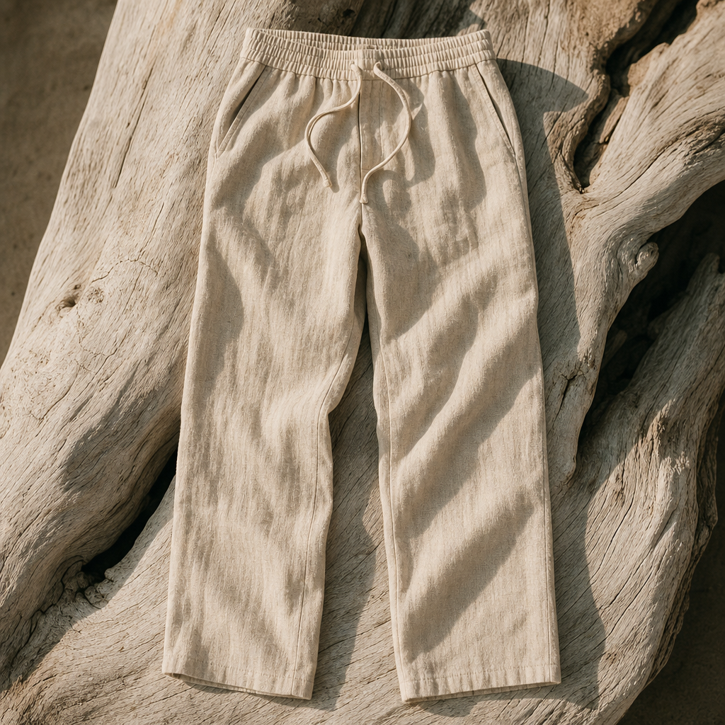 The Capri Drawstring Linen Trouser Sand — hero