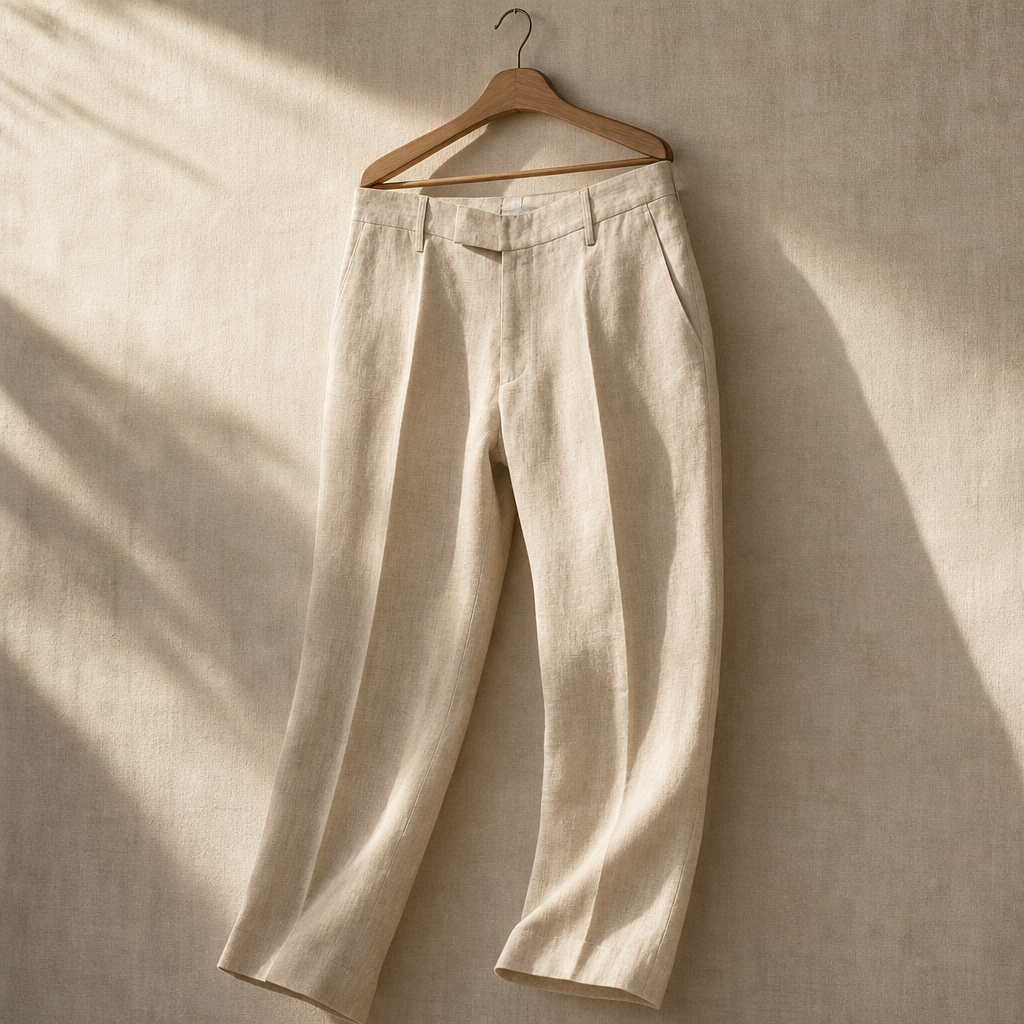 The Hayes Tailored Linen Trouser Sand — alt