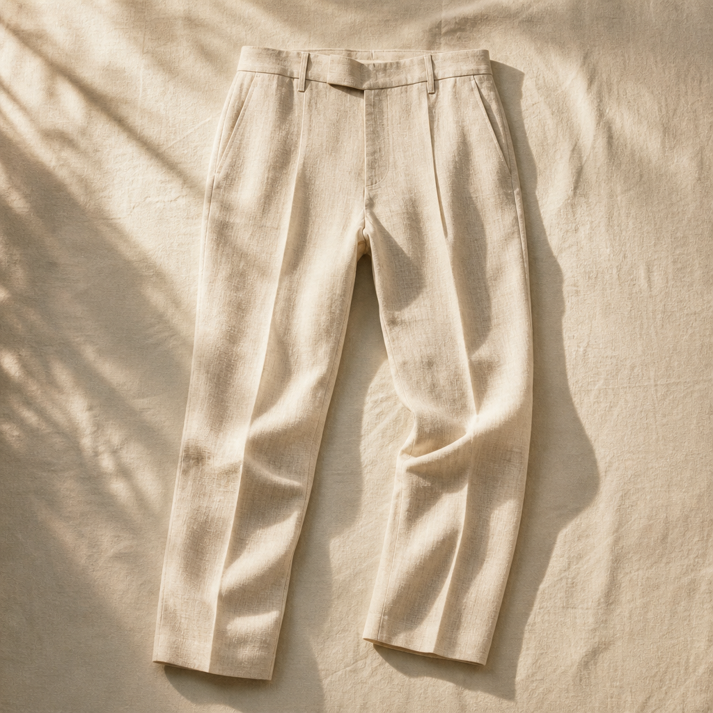 The Hayes Tailored Linen Trouser Sand — hero