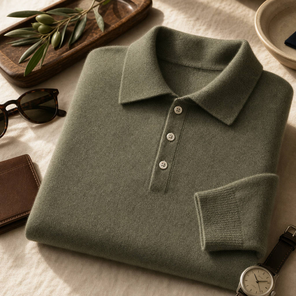 The St Jamess Cashmere Knit Polo — lifestyle